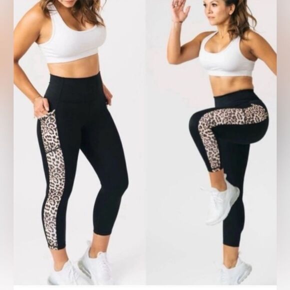 Zyia Leopard Print High Rise Cropped Leggings - Picture 2 of 9